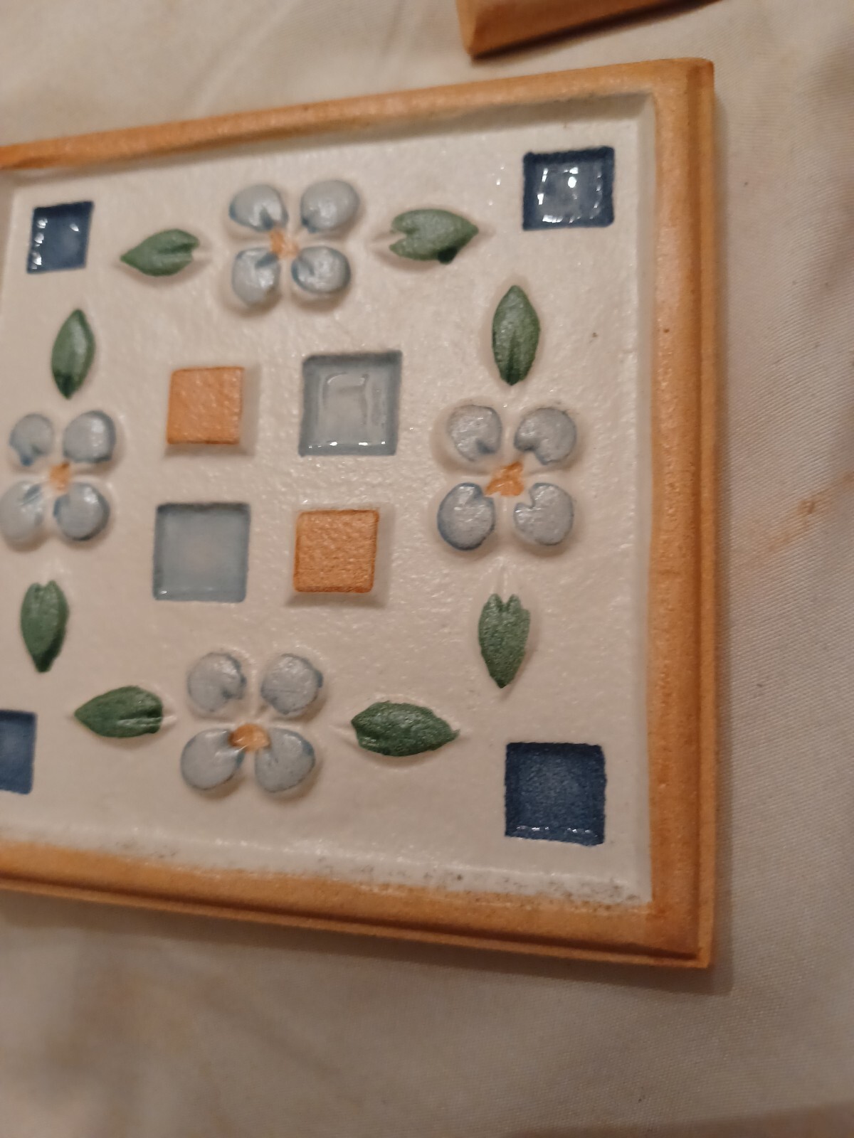 11 pieces – Decorative Ceramic Tile 3 7/8 X 3 7/8 inches – flowers & squares