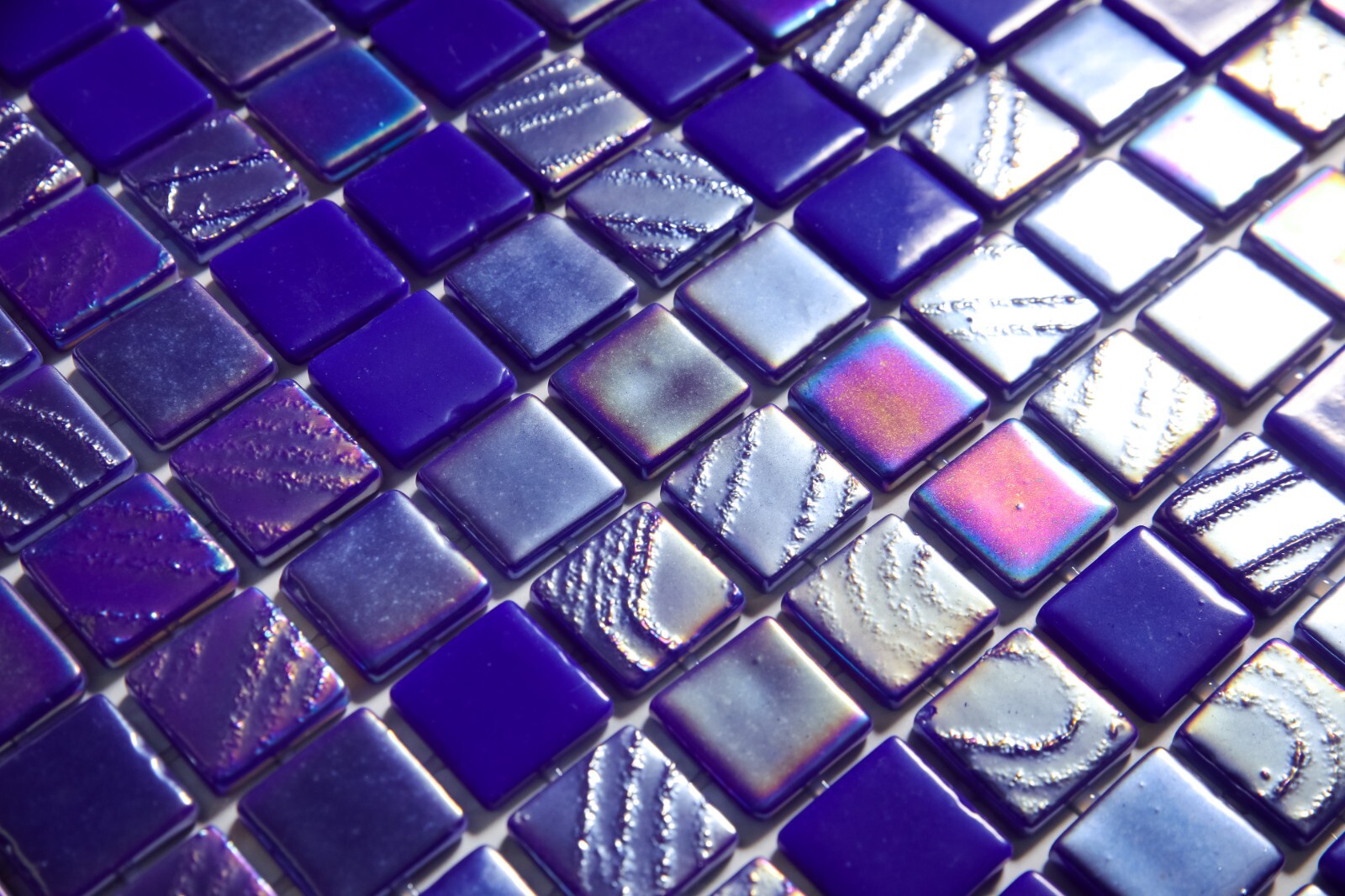 Pressed Glass Mosaic on Net for Pool 32.5×51.5 -Alves Blend Cobalt Pool