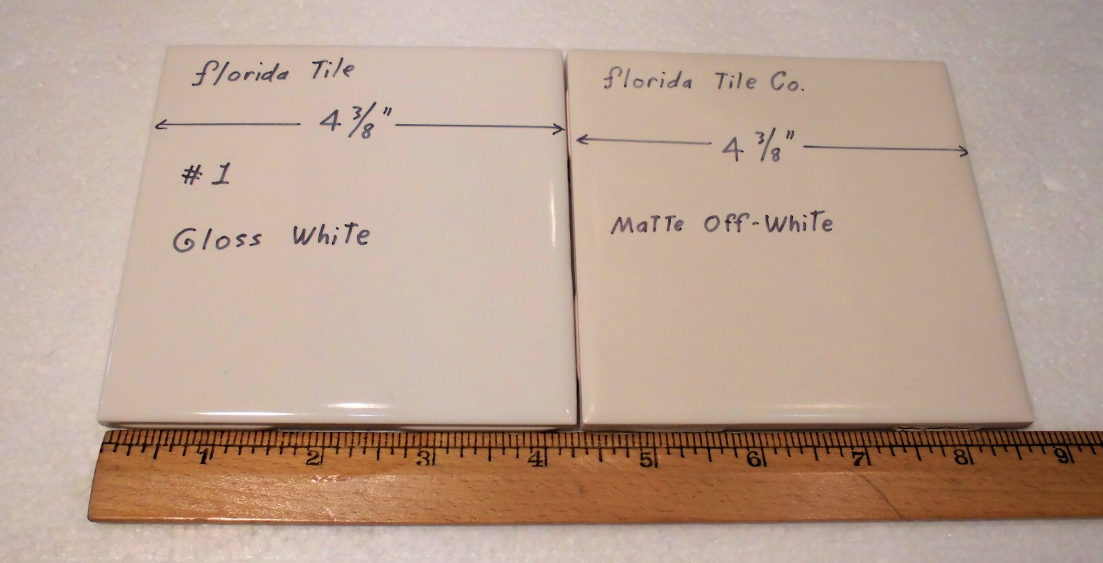1 pc. Off-White Matte Ceramic Tile: 4-3/8″ by Florida Tile Co. New Old Stock