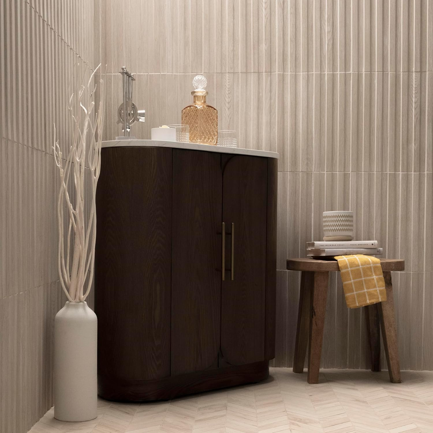 Serata Vibra Dunewood 6 In. X 16 In. Matte Porcelain Slat Fluted Wood Look Wall