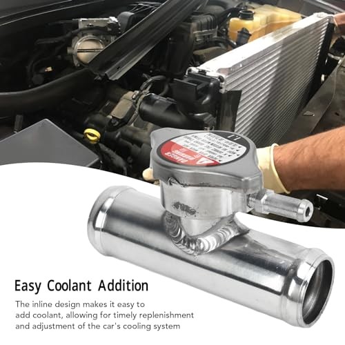 1-1/4in Outlet Aluminum Polished Inline Radiator Hose Filler Neck, 16PSI,