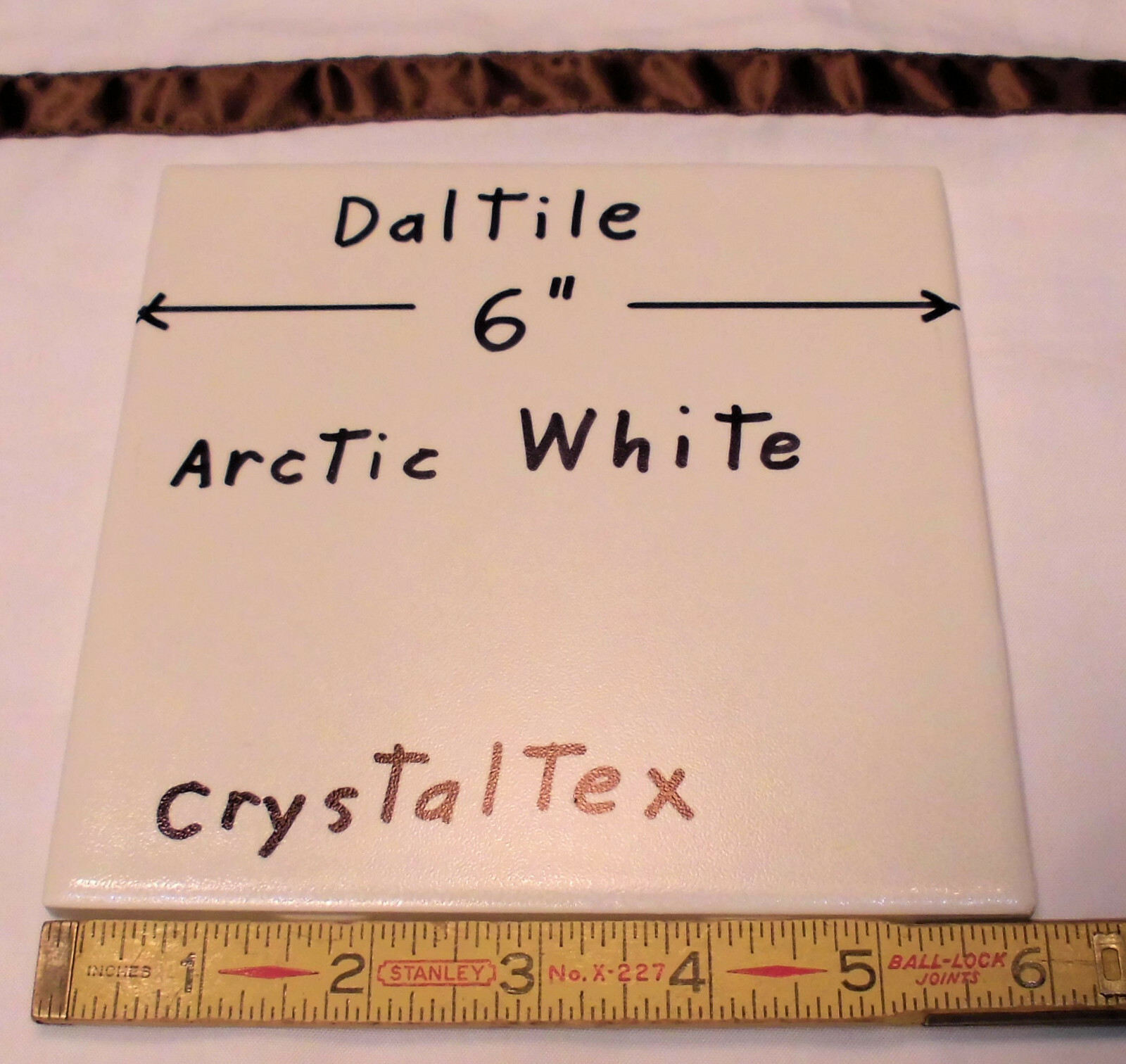 1 pc. *White* 6″ X 6″ by Daltile; Crystaltex Finish-Crystall, Lightly Textured