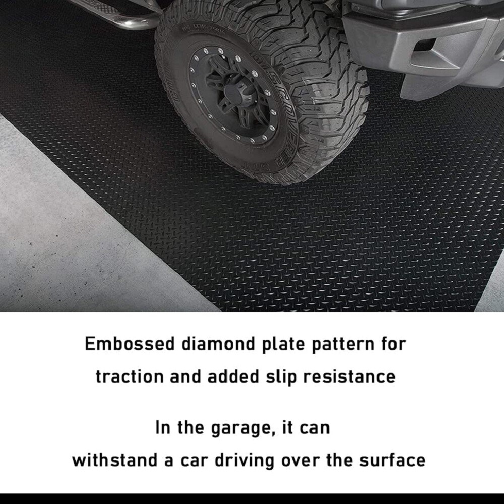 Black Garage Gym Floor Mat Roll PVC Vinyl Cart Truck Flooring Protector Non-Slip
