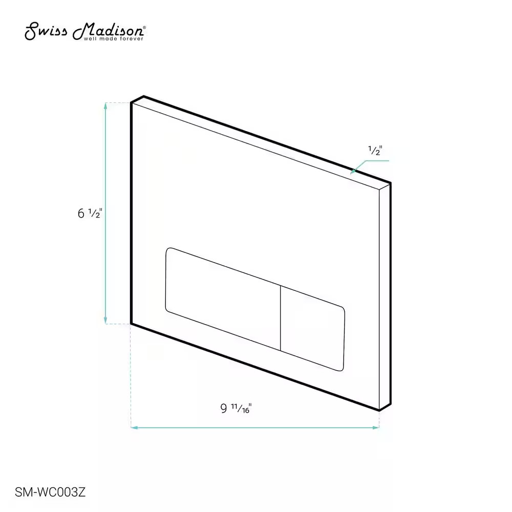 Wall Mount Dual Flush Actuator Plate with Rectangle Push Buttons, Brushed Brass