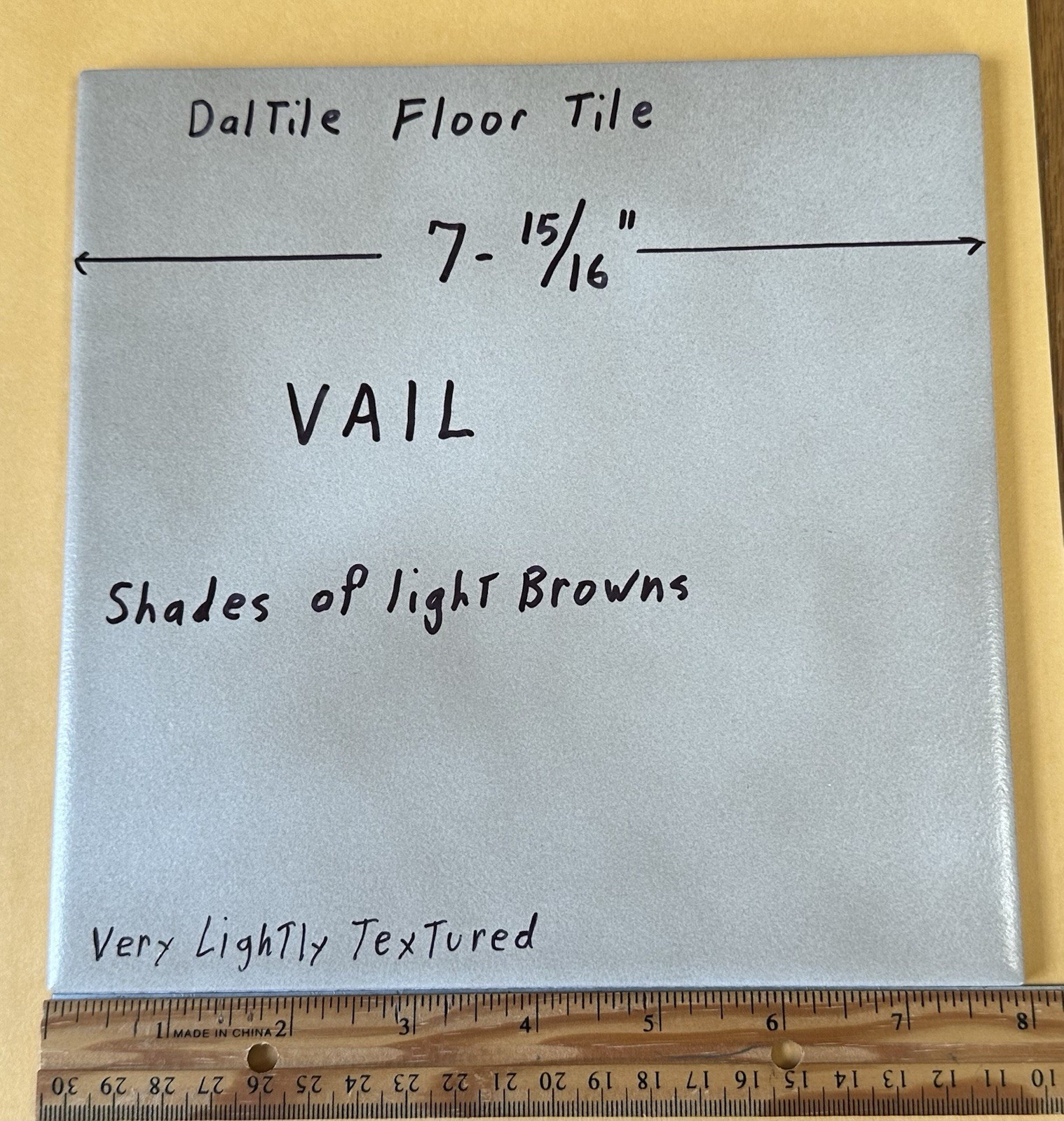 1 pc. Shades of light Browns: 8″ Daltile Ceramic Floor Tile: Vail 7-15/16″ New