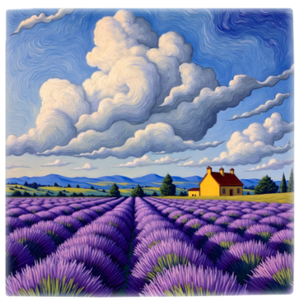 Lavender Field Ceramic Tile 3 sizes Purple blue landscape Printed in US