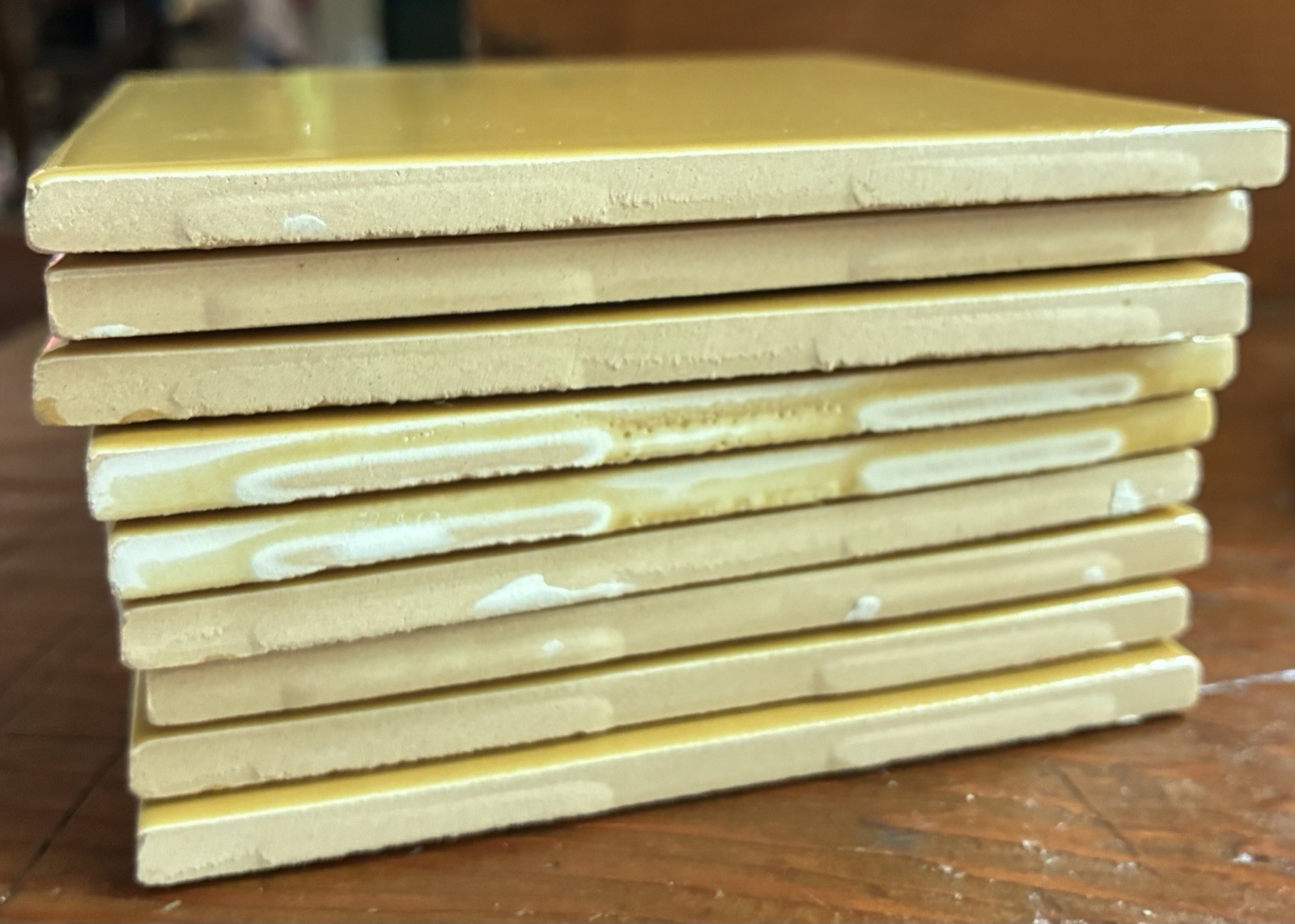 Lot of 9 Ceramic Roca Tile Mustard Yellow 4-1/4″ x 4-1/4″ USA