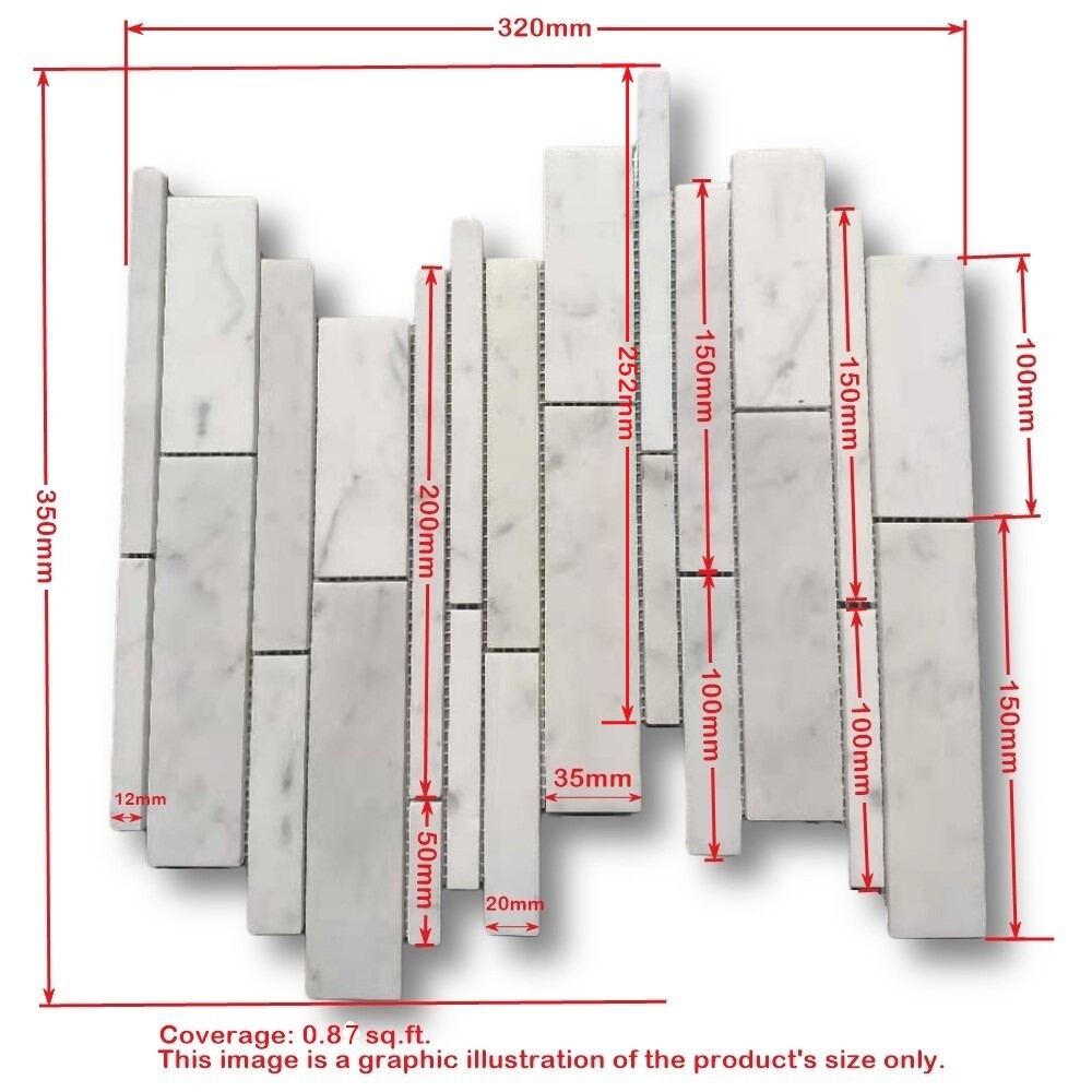 G78XH Calacatta Gold Calcutta Marble Random Strip Mosaic Tile Honed