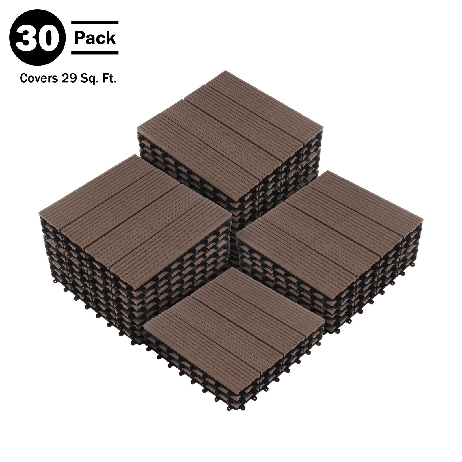 Interlocking Deck Tiles – 30-Pack 11.6-in Wood Plastic Composite All-Weather …