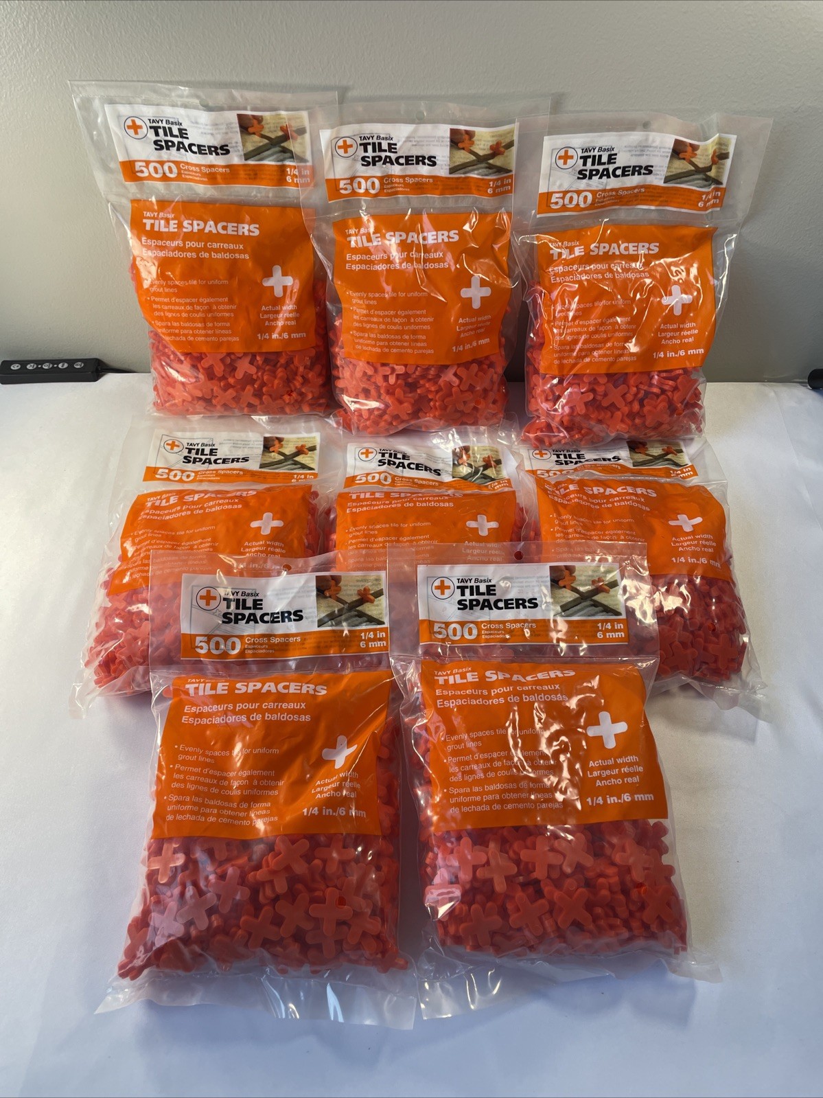 Tavy Basix | Cross Tile Spacers | 1/4in- 6mm | 500 Pc. Pack | New Lot of 8 Bags