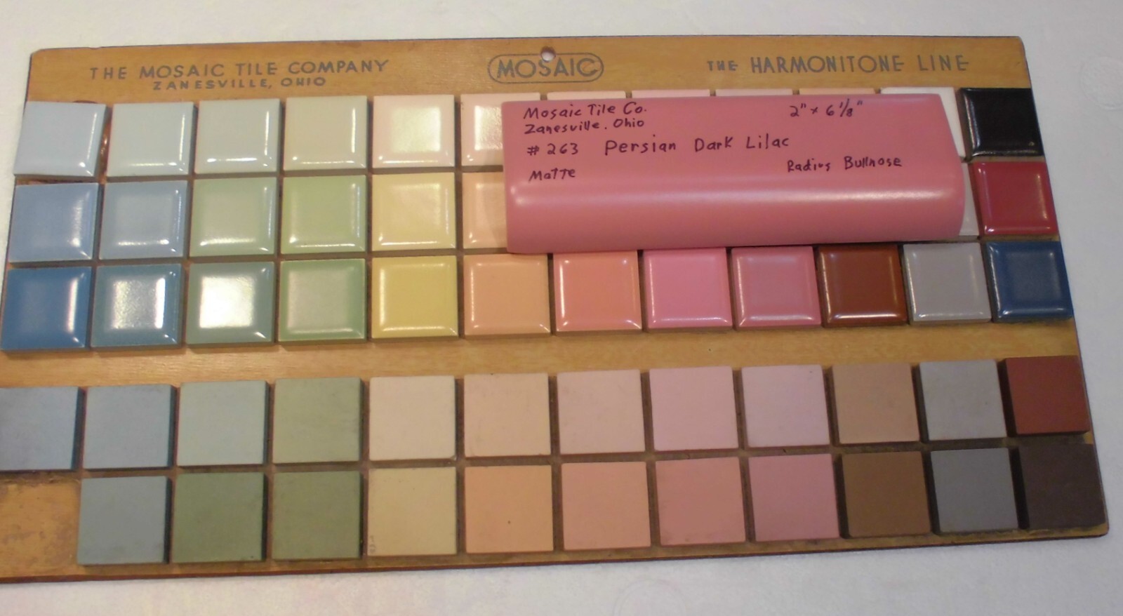 1 pc. *Dark Lilac* Matte Ceramic Radius Bullnose Cap Tile by The Mosaic Co.