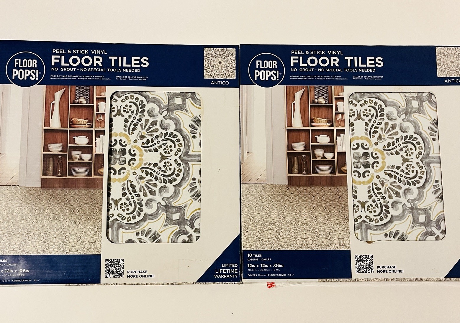 FloorPops Antico Peel & Stick Vinyl Floor Tiles 20 Tiles 20 Sq Ft 2 lot Sealed