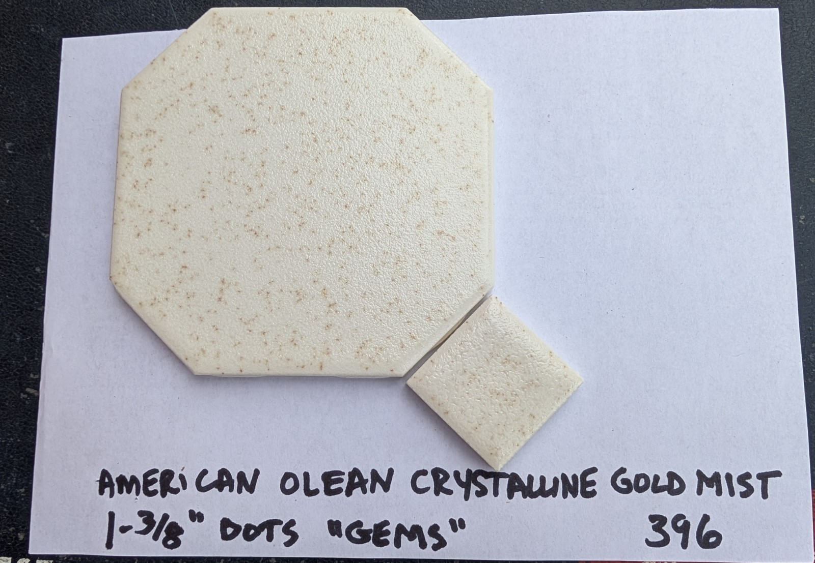 10 pcs American Olean 396 Crystalline Gold Mist 1-3/8″ ceramic tile Dots NOS