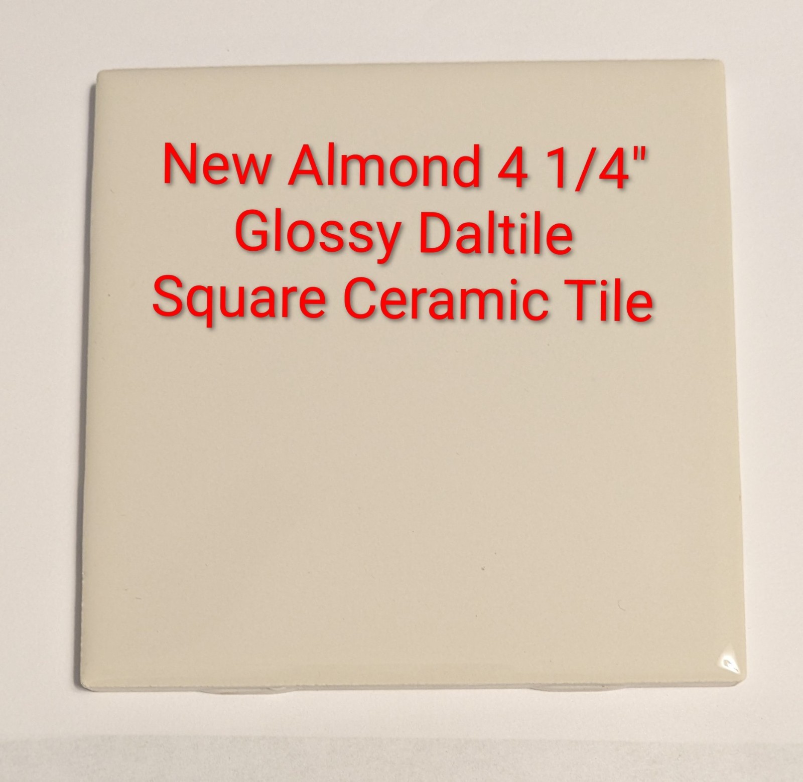 1 piece new Almond Beige Tan 4 1/4″ Glossy Ceramic Daltile Tile 0135