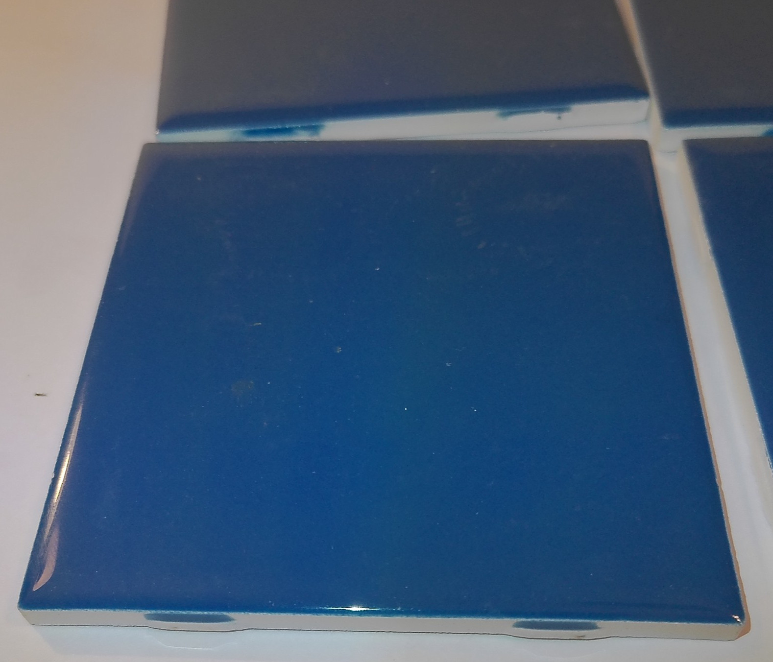 Glossy Ceramic Tile Blue 4.25″ X 4.25″ New old stock Lot of 4 Country Blue