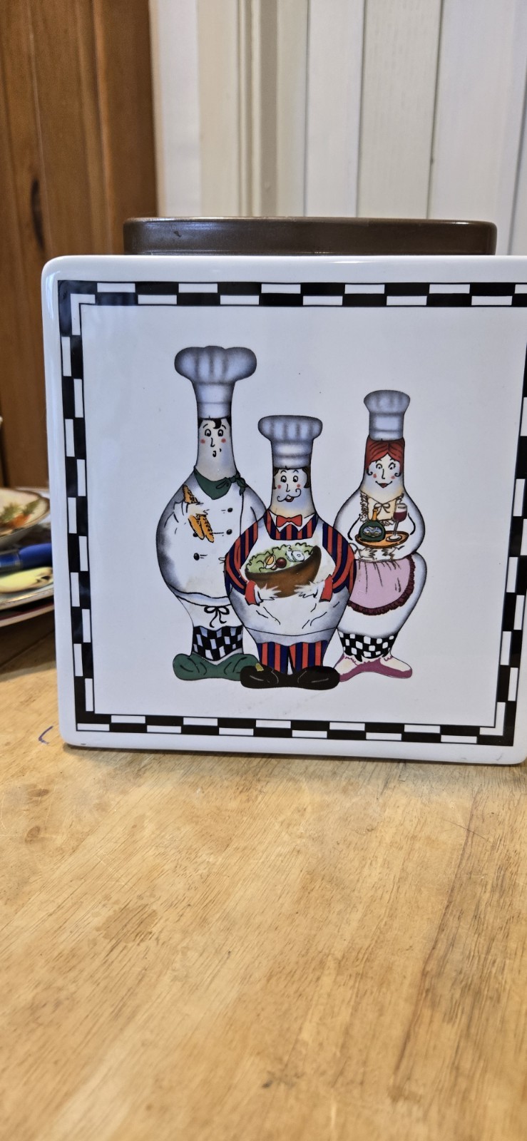 Ceramic Trivet Art Tile Fat Chef Black, White & Red 8″
