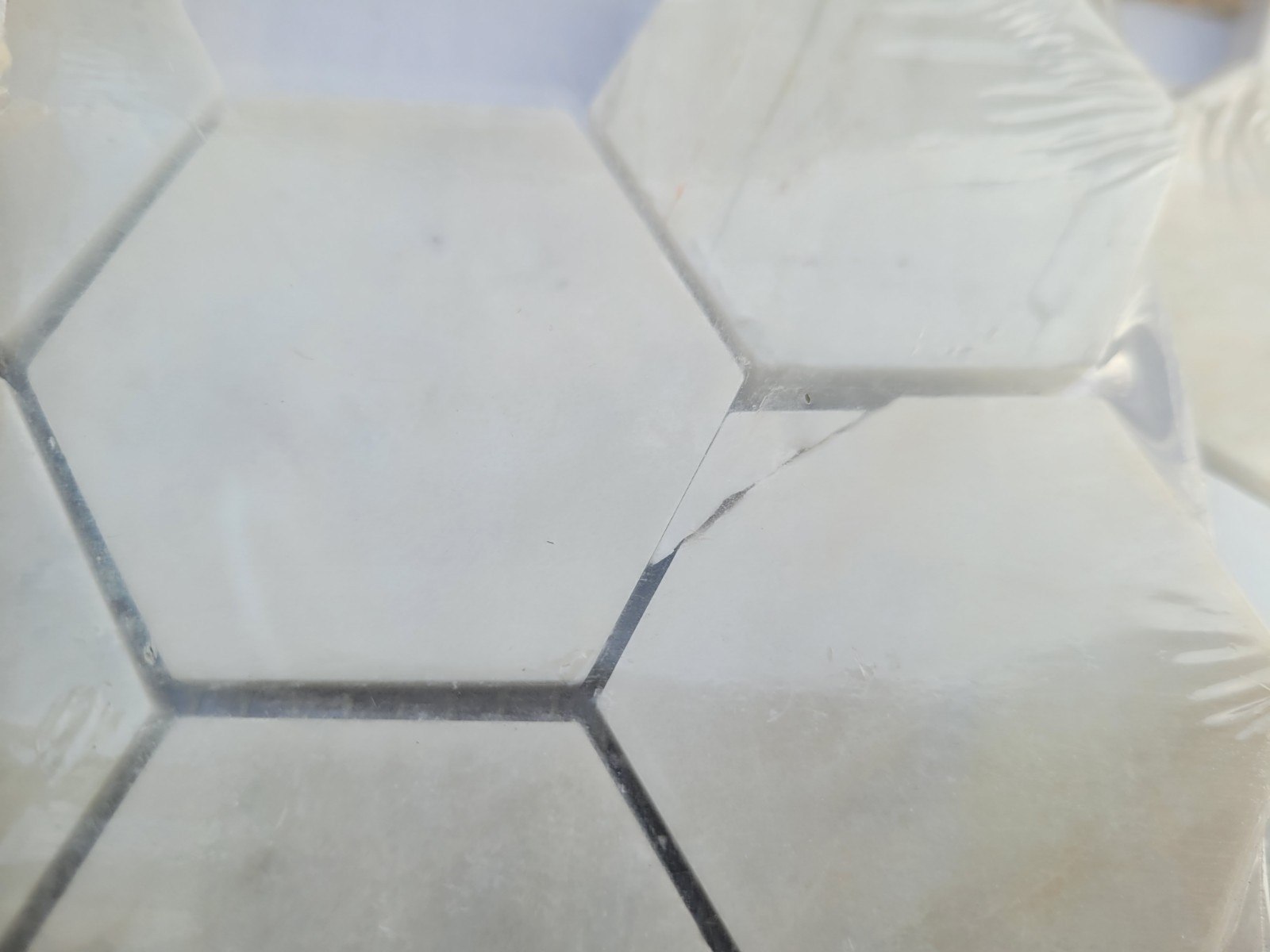Lot of 10 Sheets Angora 2″ Hexagon Honed Mosaic Marble Floor Tiles Read Descript