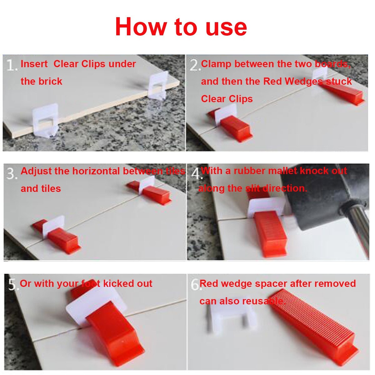 8000PCSx 1mm Clip Tile Leveling System Kit Floor Wall Tile Spacer Tiling Tool