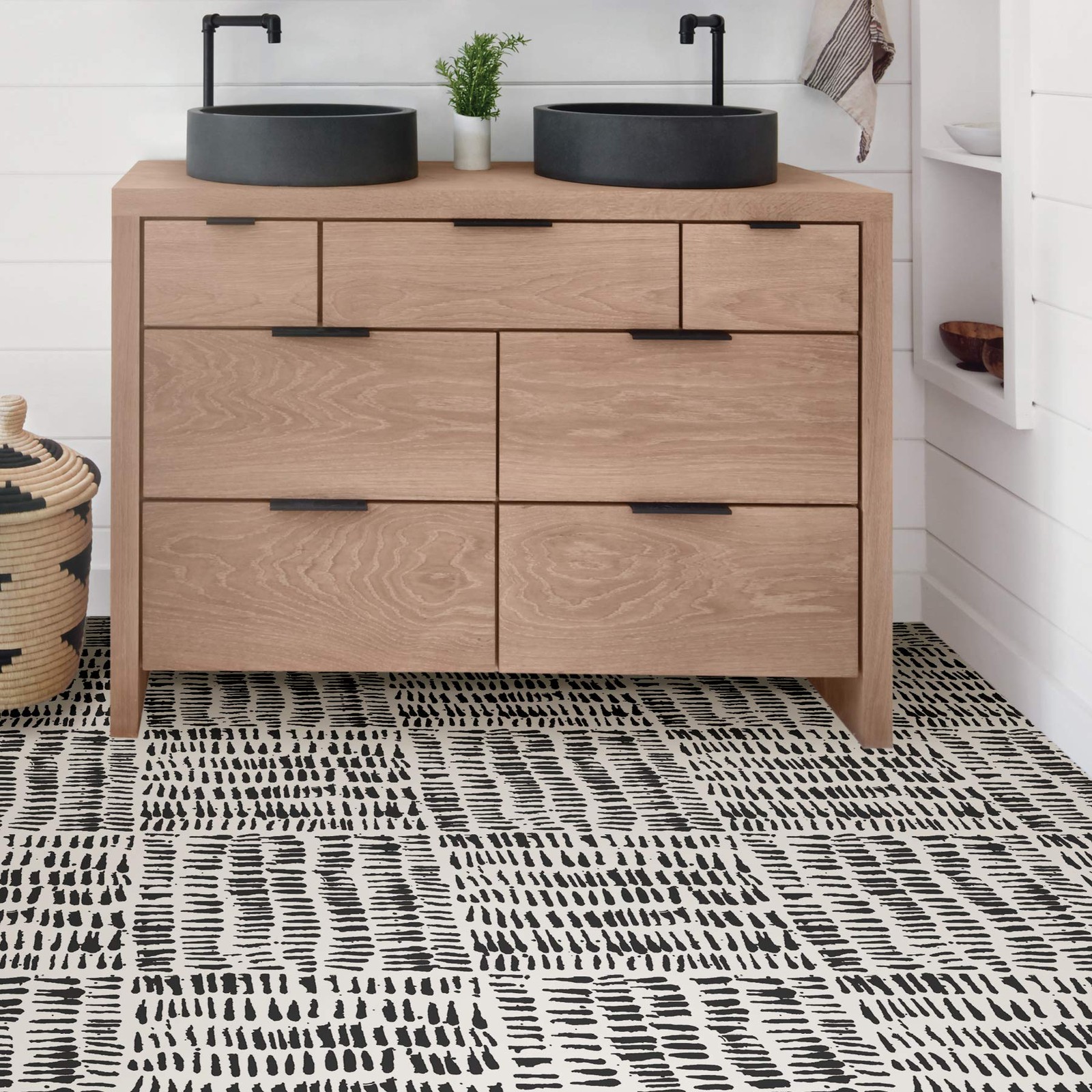 FP2945 Noleby Peel & Stick Floor Tiles, Black