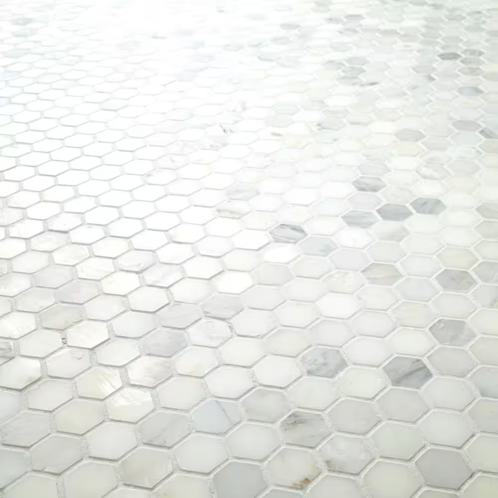 Greecian White 12 X 12 In. X10 Mm Honed Marble Hexagon Mosaic White Classic Patt