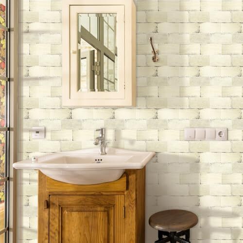 Eco-Friendly Peel & Stick Tiles – Grunge Beige Subway, 10 Sheets