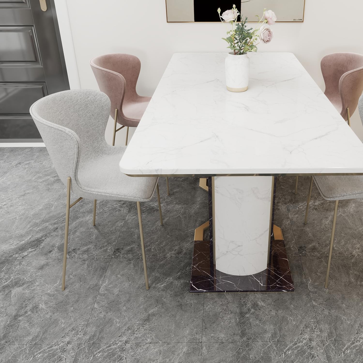 Auxua Marble Pattern 24X 24 Peel And Stick Floor Tiles Large Format Grey 12 –