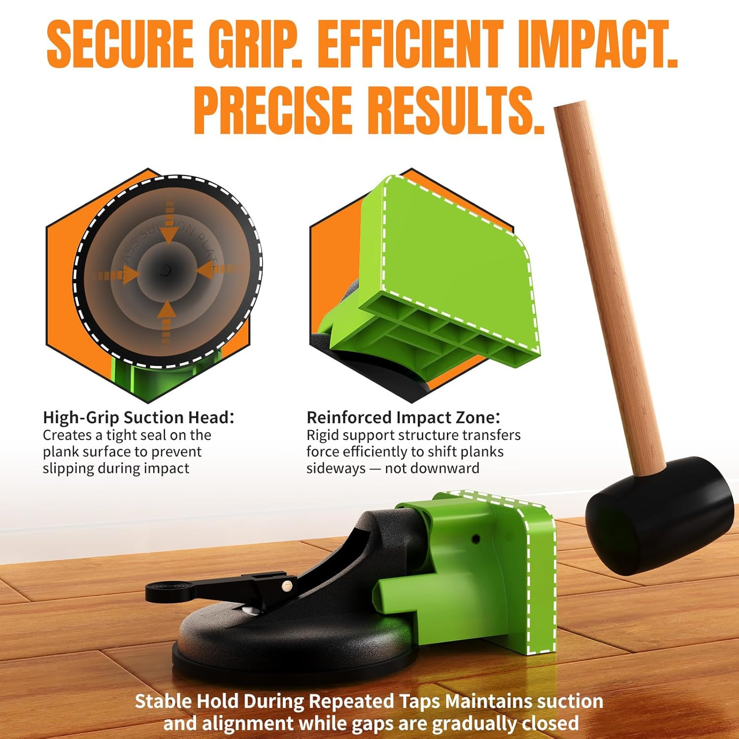 Floor Gap Fixer Tool Kit with Suction Cup & Rubber Mallet, Floating Floor Fixer