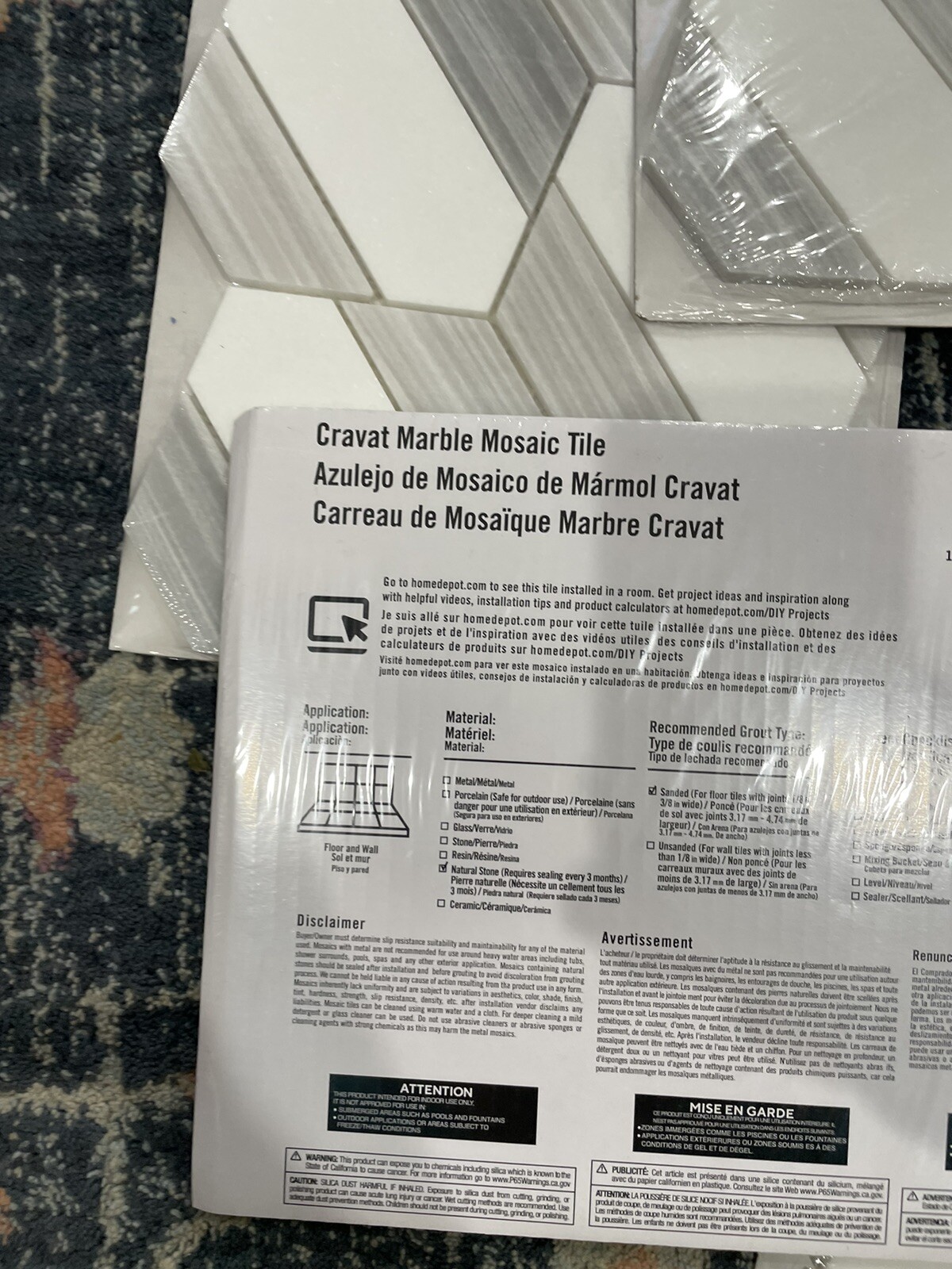 5 Sheets Jeffrey Court Cravat Marble Mosaic Tile 13022 Covers 0.518 Sqft Each,