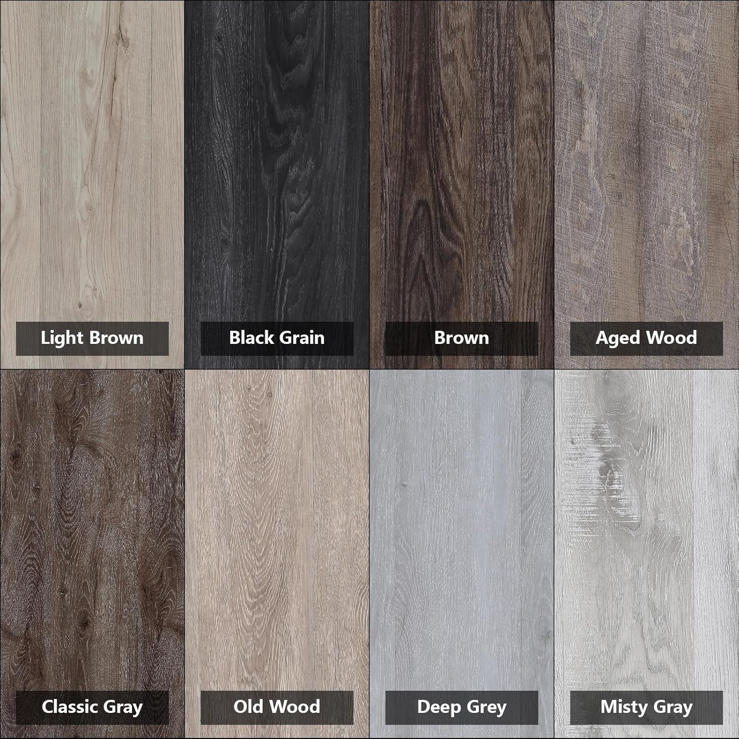 Peel and Stick Floor Tile, Luxury Vinyl Plank Samples Set of 8, Real Wood Look S