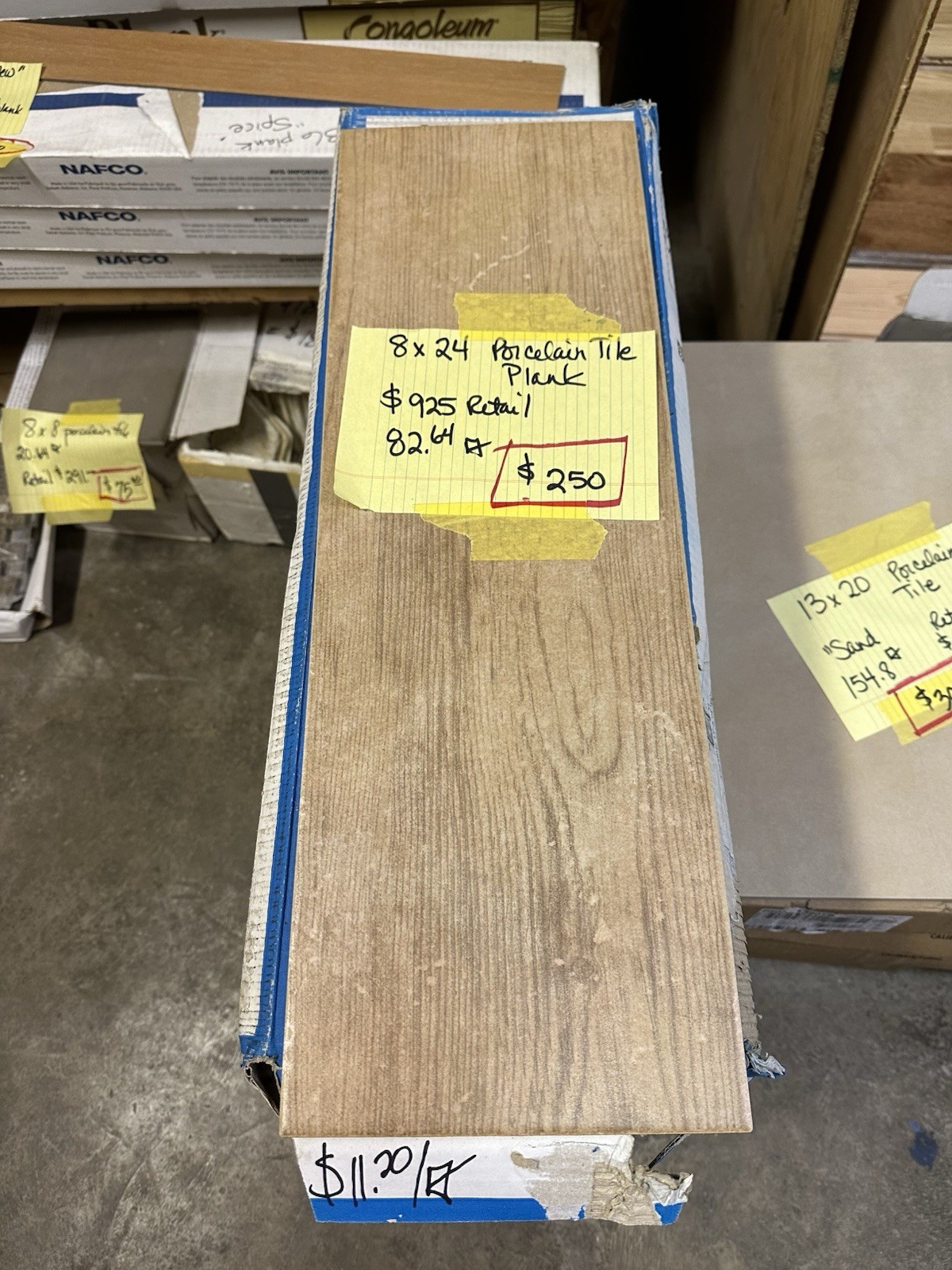 Porcelain Tile Plank Wood, 8” W X 24” Long, #P611-Hickory Bundle 82.64 Sq Ft New