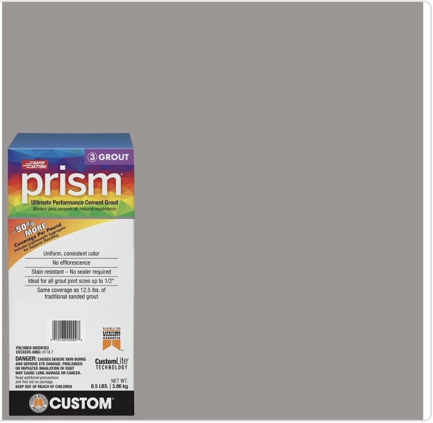 Custom PRISM Ultimate Cement Grout Delorean Gray #165 8.5LBS New