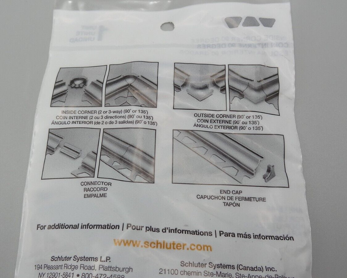 Schluter Dilex-AHK Satin Anodized Aluminum 1/2″ x 1″ Inside Corner 90 Degree