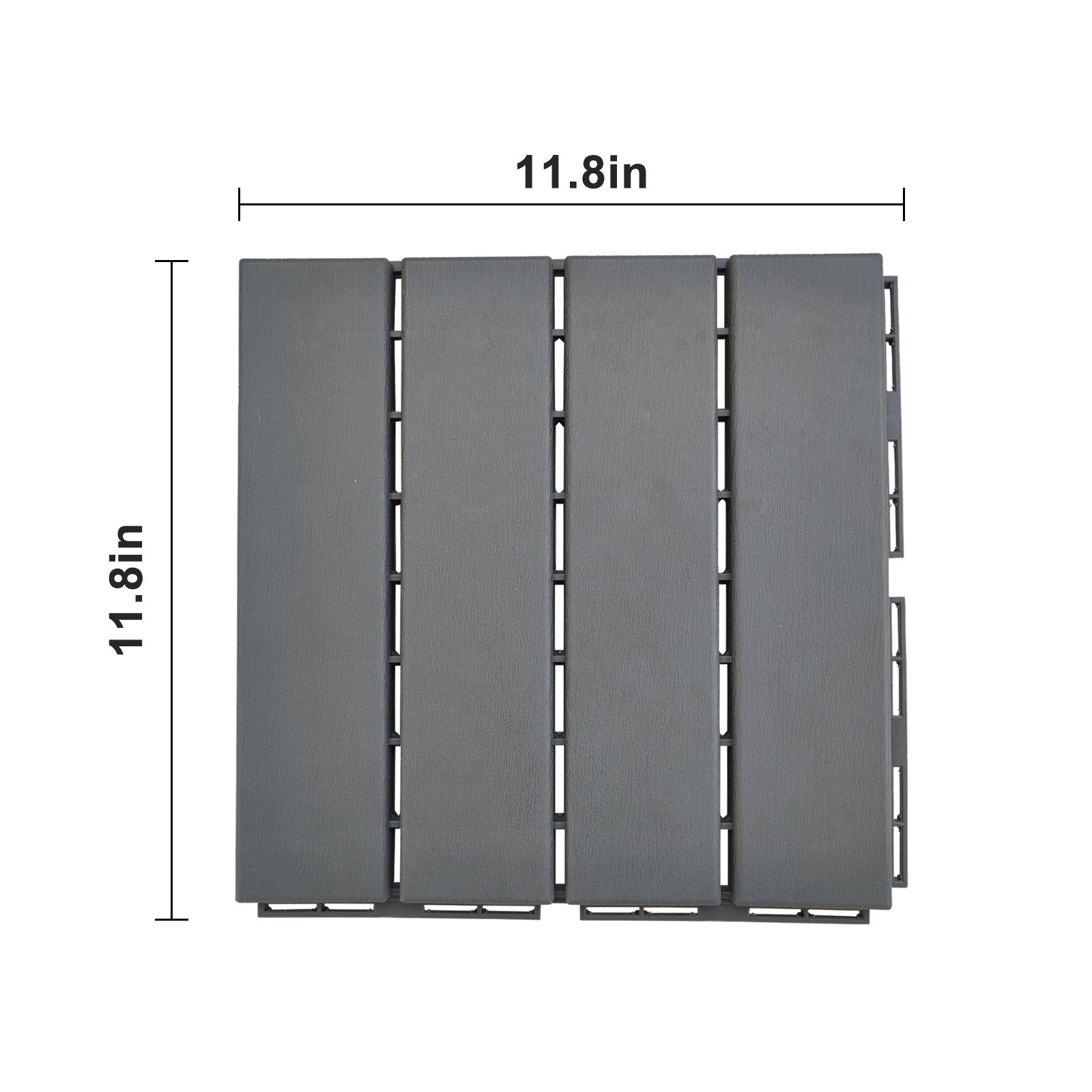 27 Pack 11.8″x11.8″ Plastic Interlocking Deck Tiles, Dark Grey