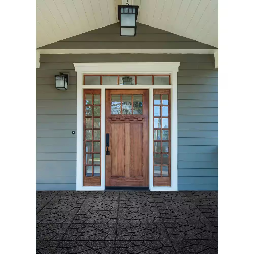 16 In. X 16 In. X 5/8 In. Black Stone Smartloc Rubber Paver (9-Pack)