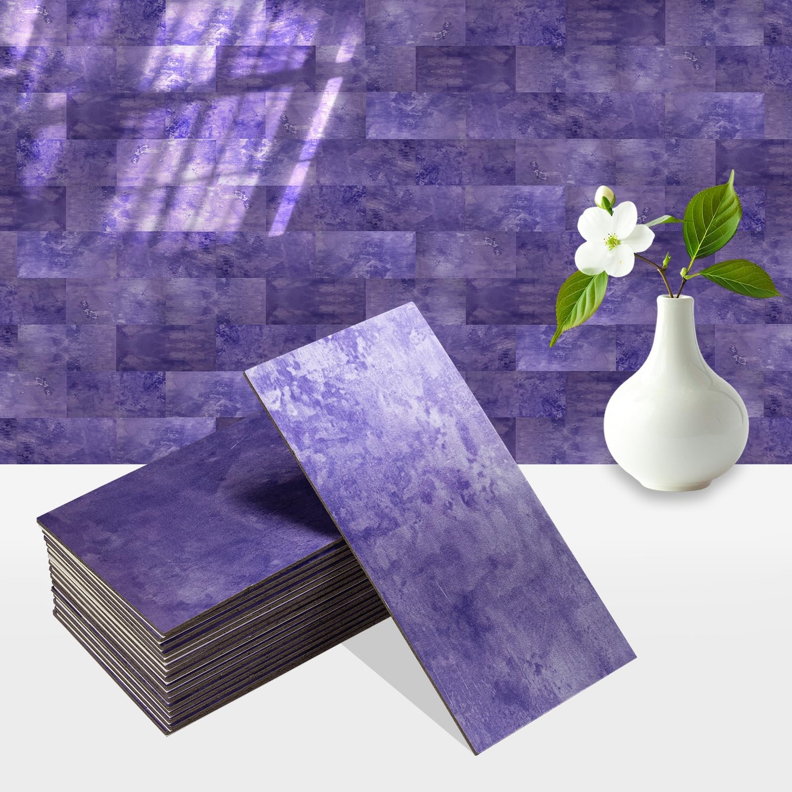 100 Sheets Metallic Peel and Stick Backsplash Tiles, 3″x6″ Vibrant Layered-Co…