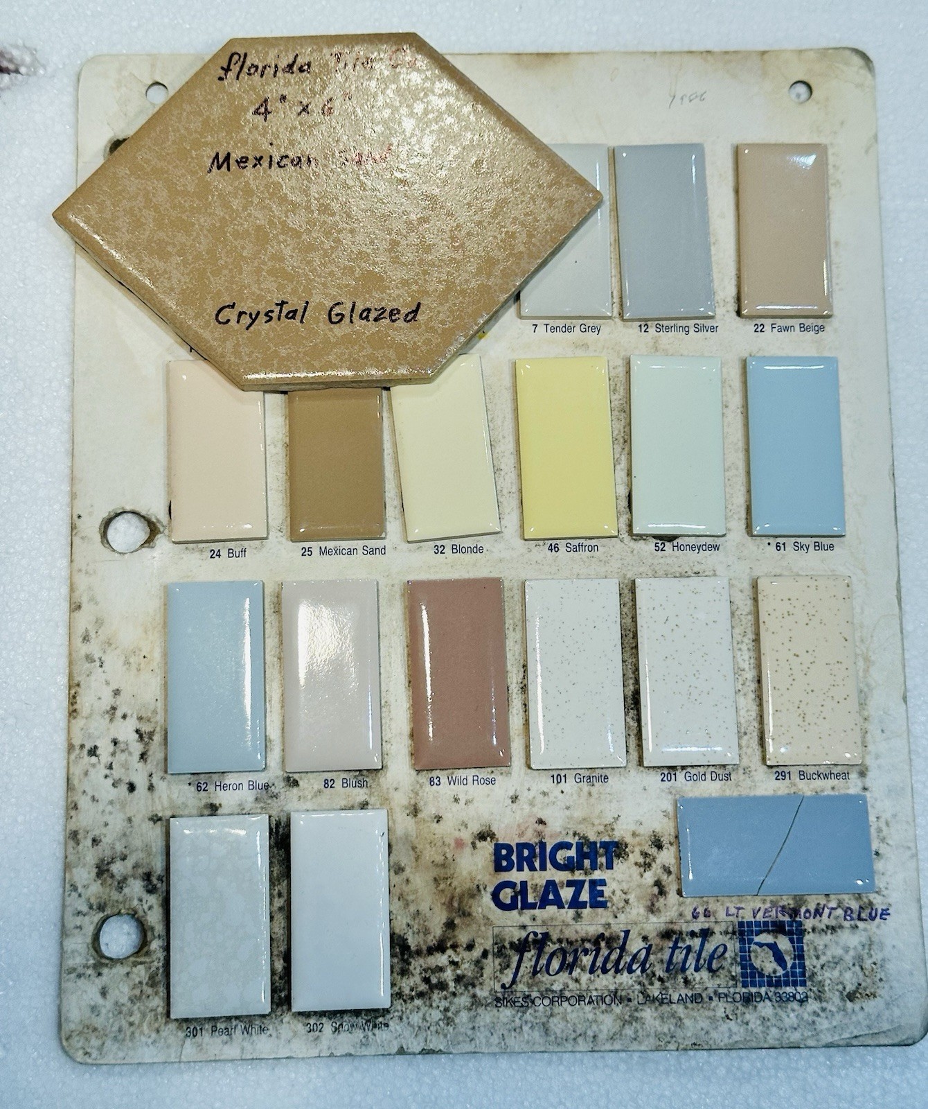 1 pc. Light Brown: Hexagon 4″ X 6″ Ceramic Tile: Crystal Glazed, Florida Co. NOS