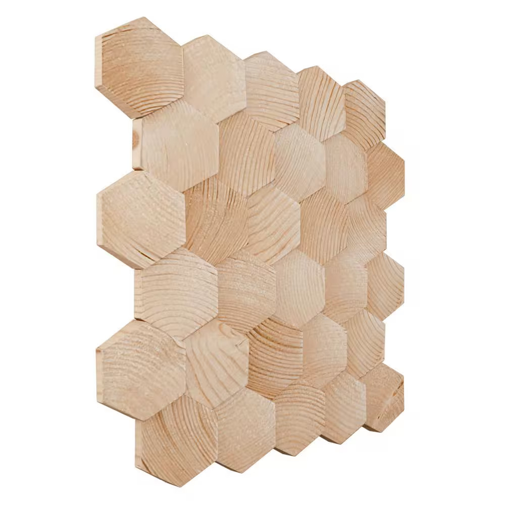 11-7/8 In. W X 11-7/8 In. H X-1/2 In. P Small Honeycomb Wood Mosaic Wall Tile, P