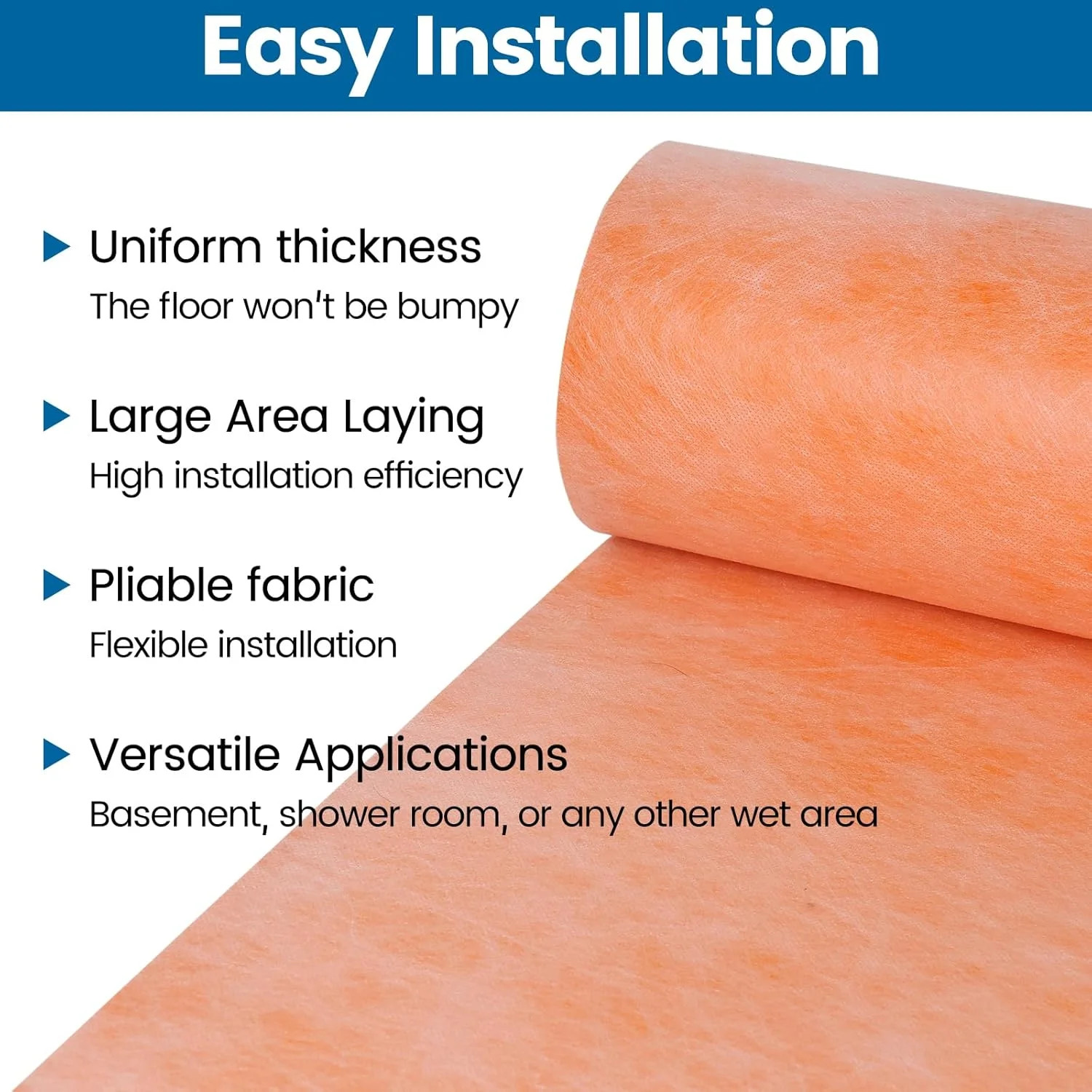 Muzata Waterproofing Membrane for Shower 3.8x33feet (125 Sq Ft) 23.6 Mil Thick U