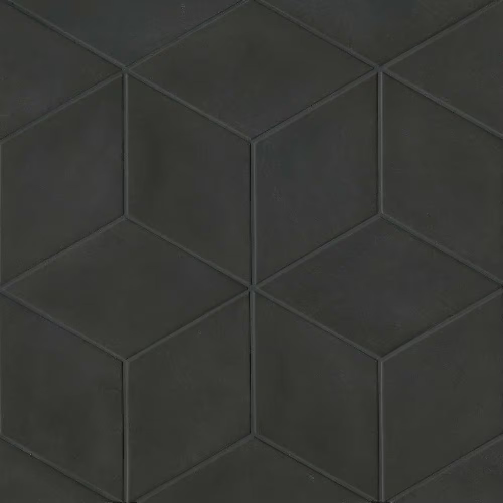 Allora Rhombus 7 In. X 12 In. Matte Solid Black Porcelain Tile (9.46 Sq. Ft. /Ca