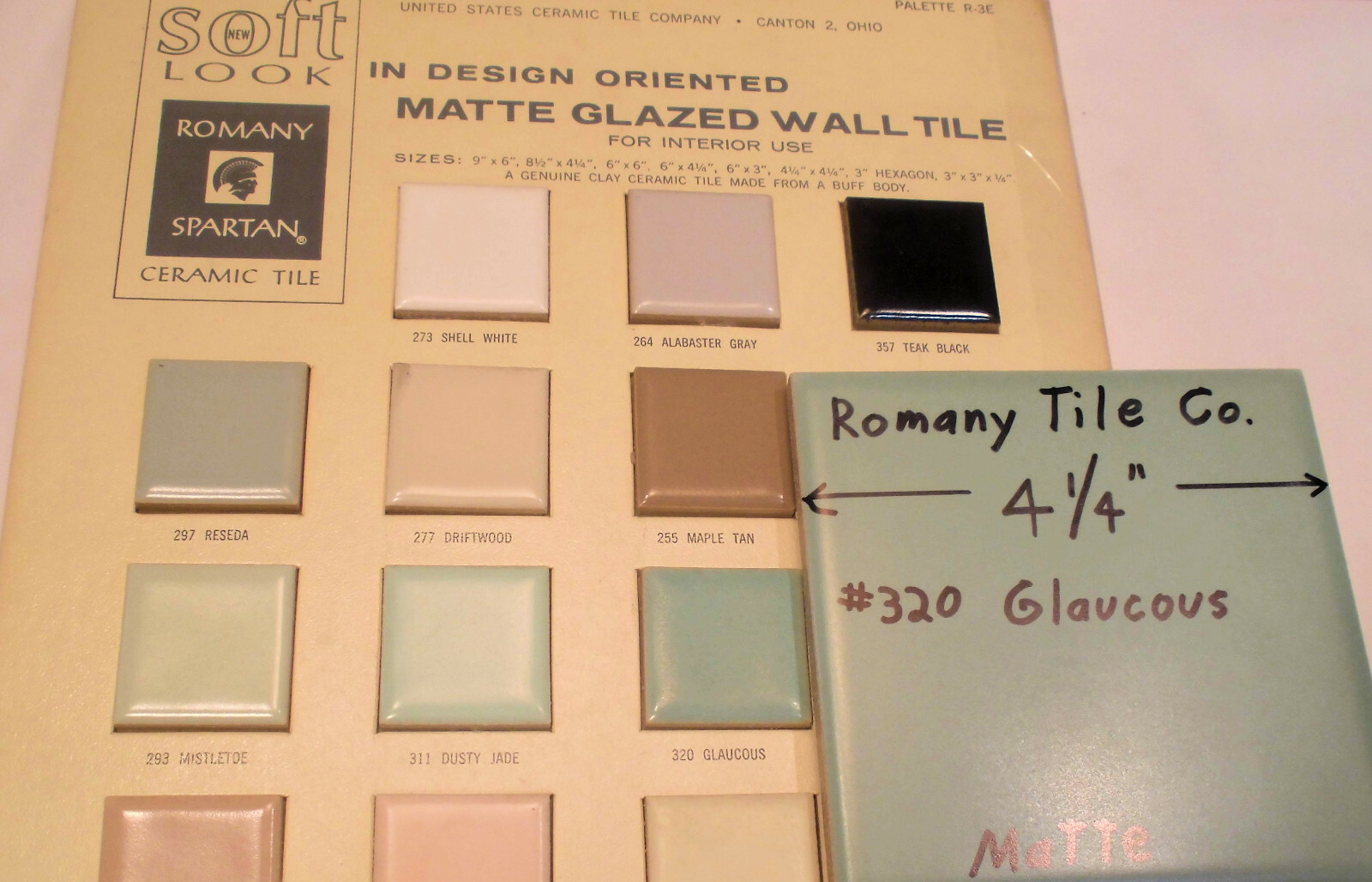 1 pcs. Vintage *Bluest-Green* Ceramic Tile…4-1/4″ Matte Finish by Romany NOS