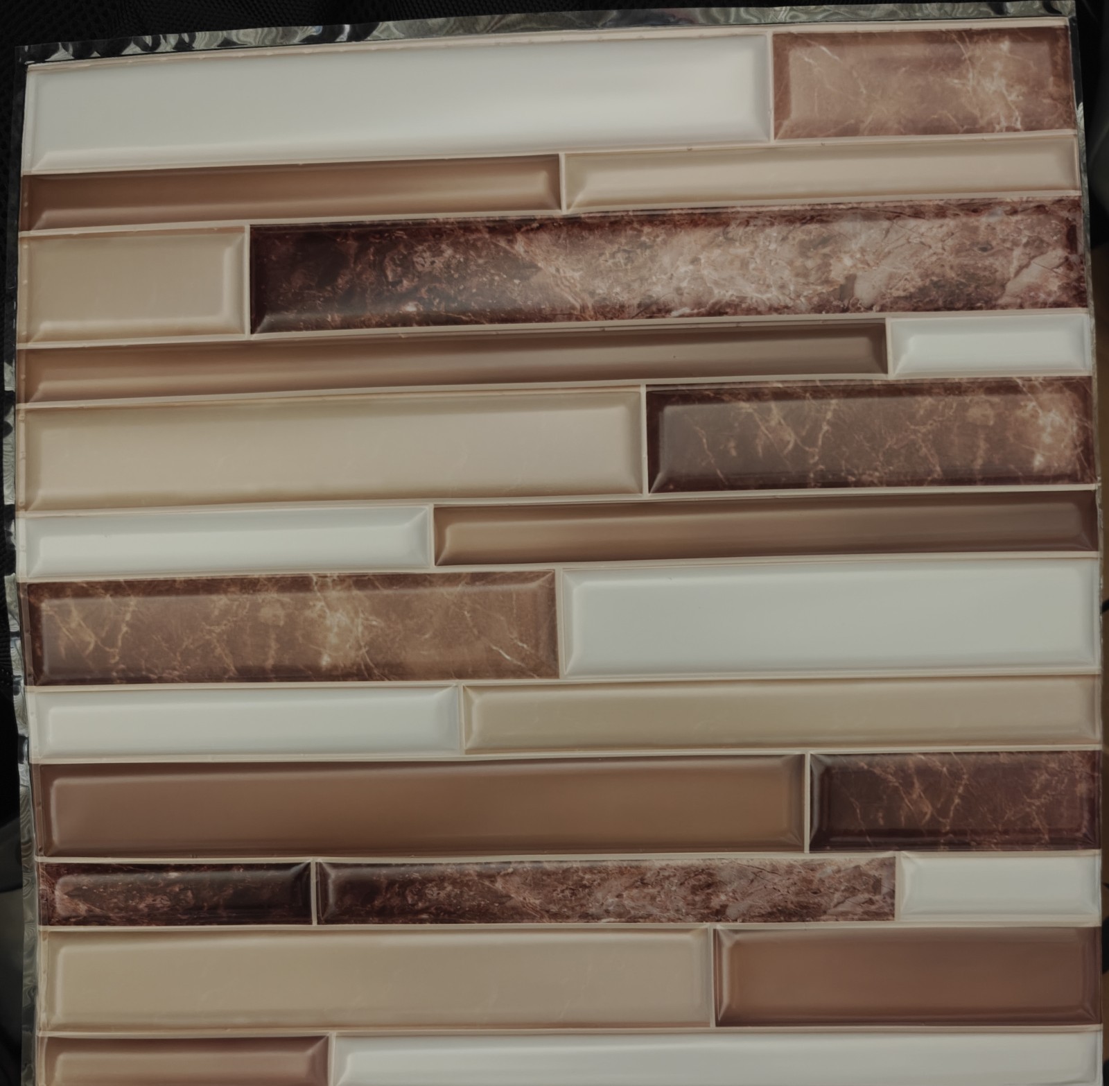 LOT 10 Sheets Hardware Self Adhesive Tan Brown and White Wall Tile 12×12 in