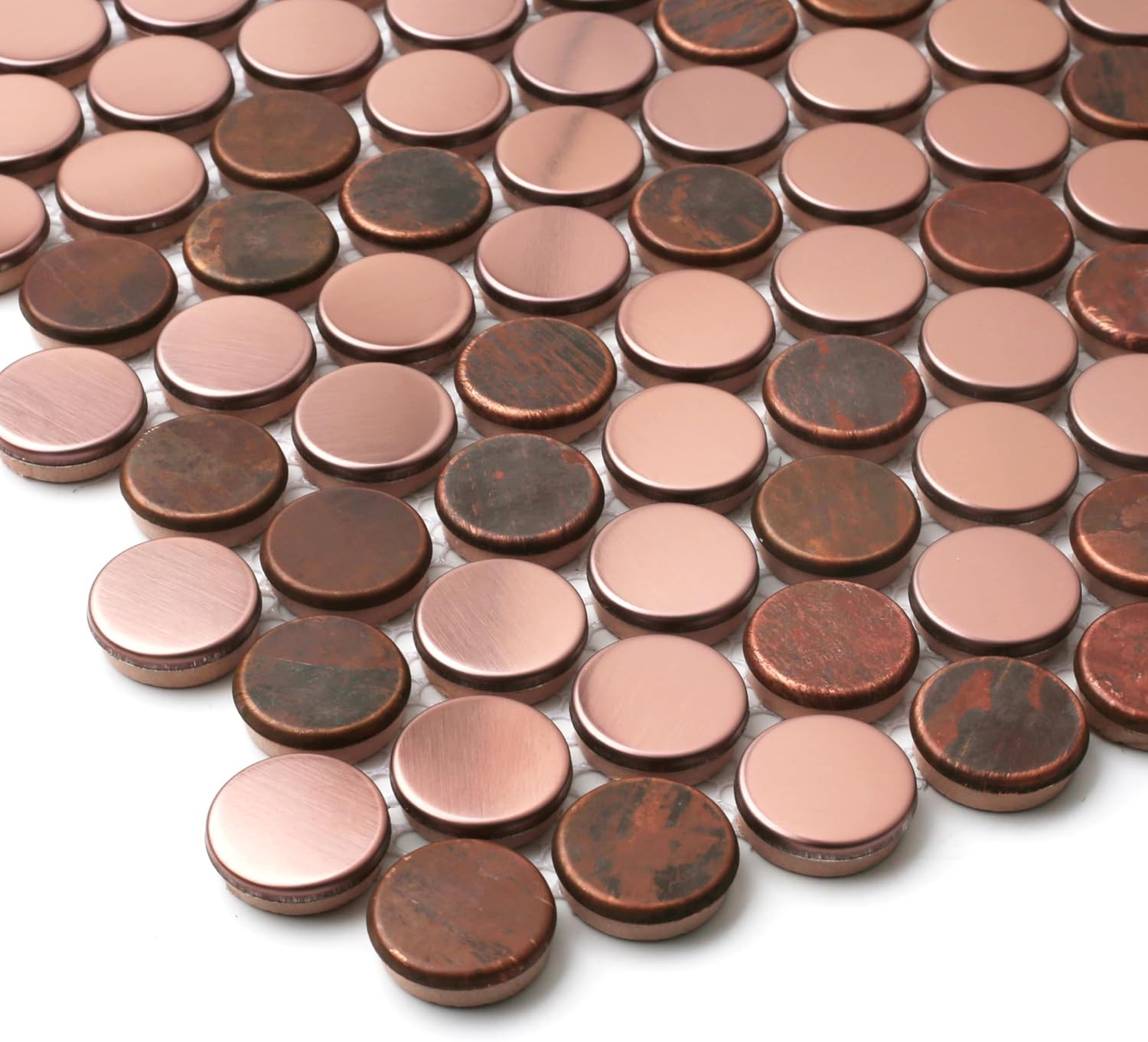 Copper Penny Mosaic Tile Backsplash – 5 Sheets for Shower & Floor Use