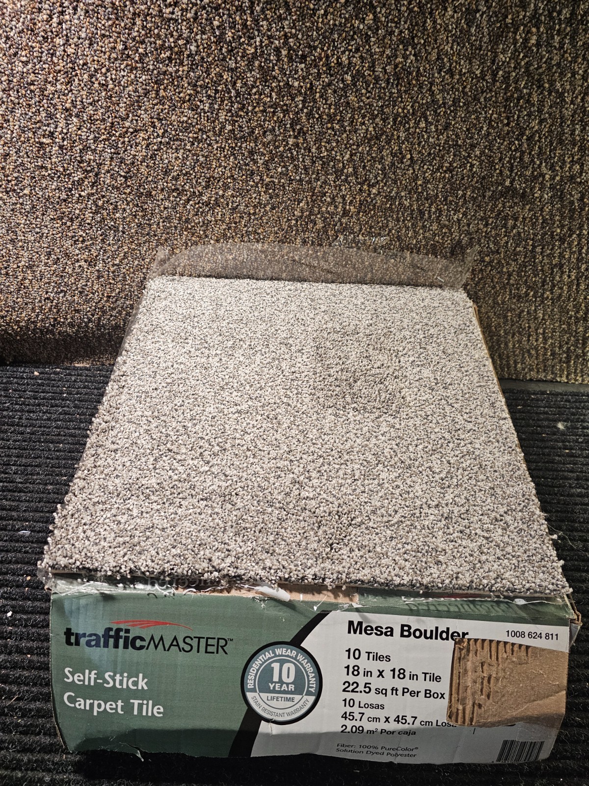 (QTY 10) TrafficMaster Marble Residential 18″x18″Peel Stick Carpet Tile Square