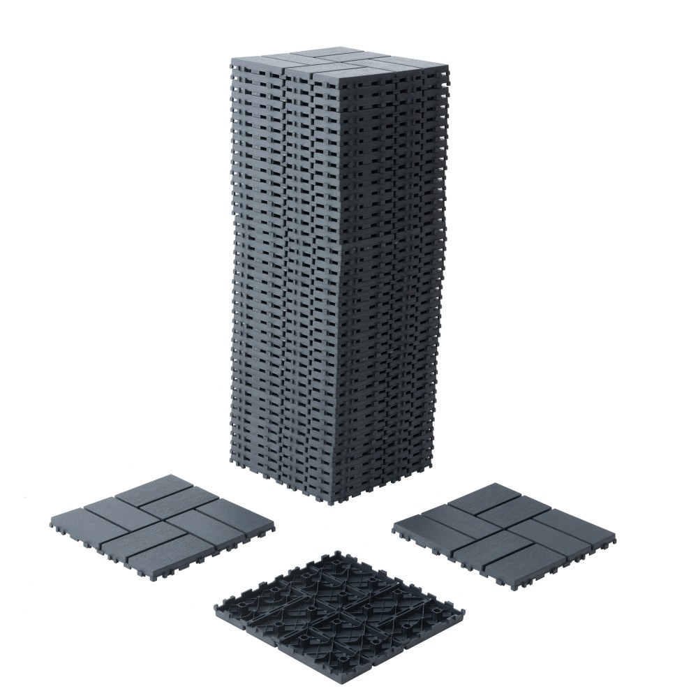 44 Pack Plastic Interlocking Deck Tiles 12″x12″ Square Waterproof All Weather