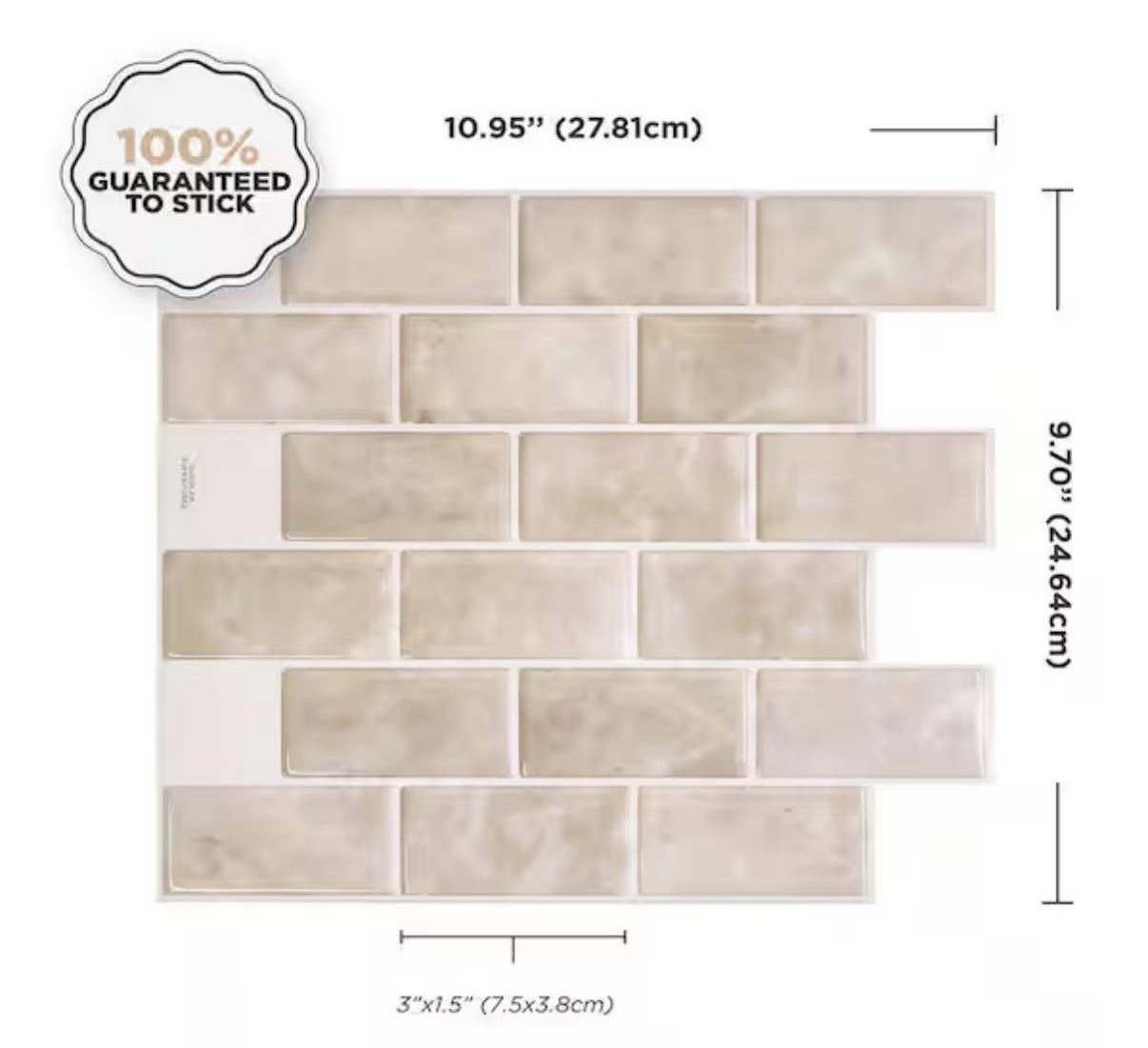 Smart Tiles Subway Sora Beige Peel & Stick Tile – 8 Packs (~6 sq ft)