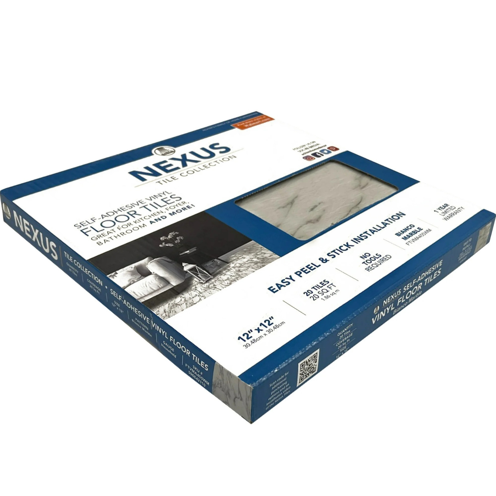 Bianco Marble Vinyl Tiles Peel And Stick Floor 20 Pack Flooring Self Adhesive
