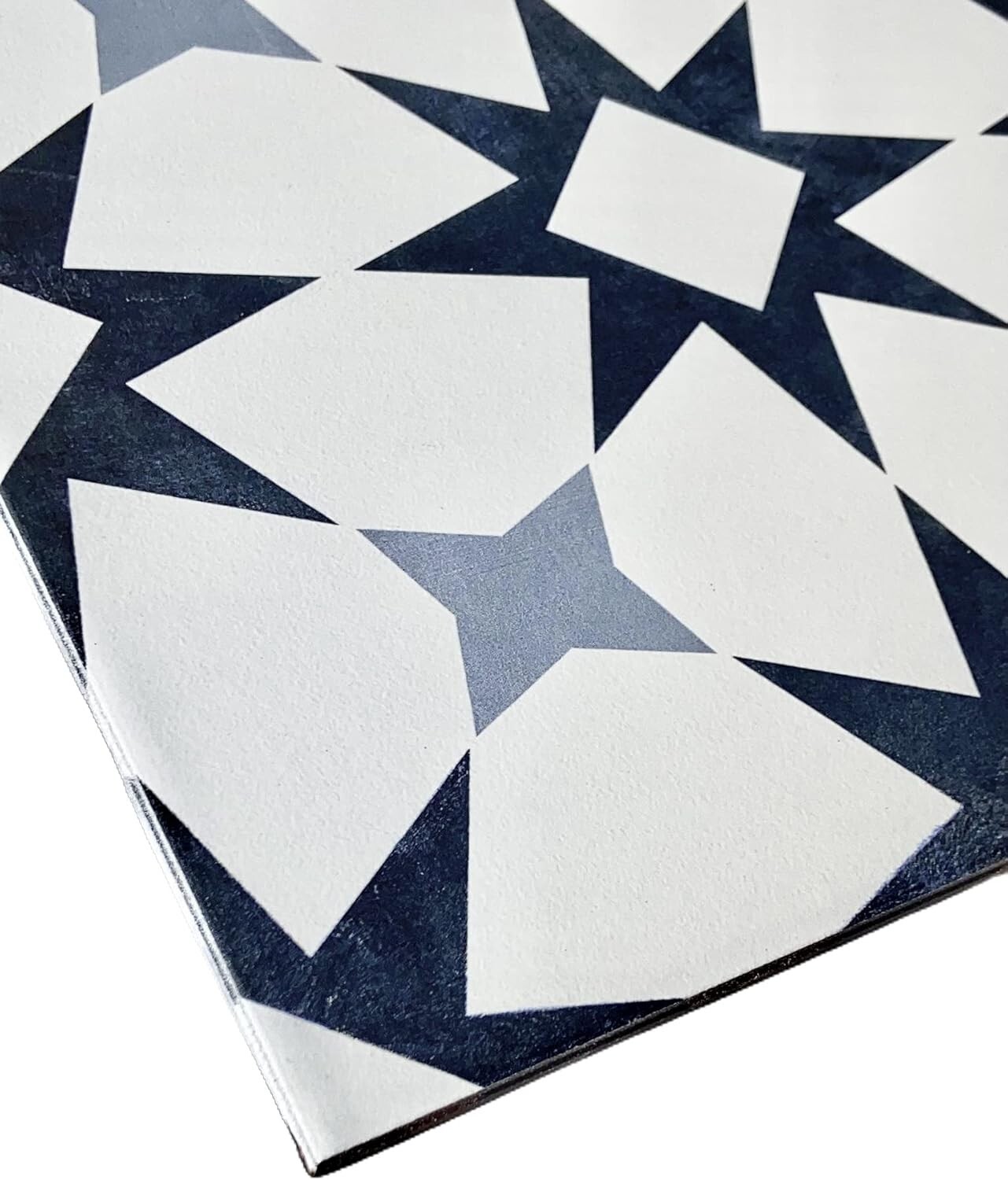 12×12 Calais Sky Geometric Encaustic Pattern Matte Ceramic Floor Tile Pack of 4