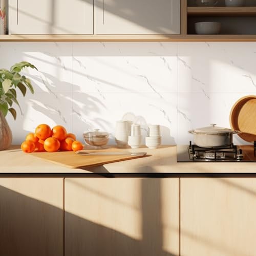 23.6″x11.8″ Waterproof Marble Peel and Stick Wall Panels Marble 10 Pack White