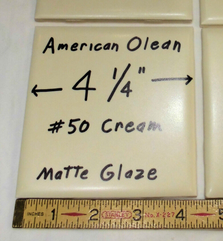 1 pc. Matte Cream by American Olean: Soft-Vanilla /Pale-Yellow from 1960’s NEW