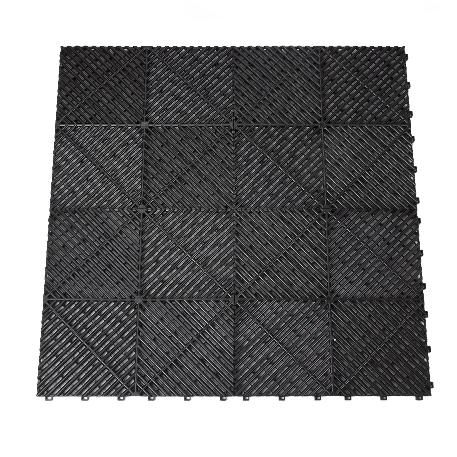 15.75 x 15.75” Interlocking Garage Floor Tiles Vented Water Drainage 50Pcs